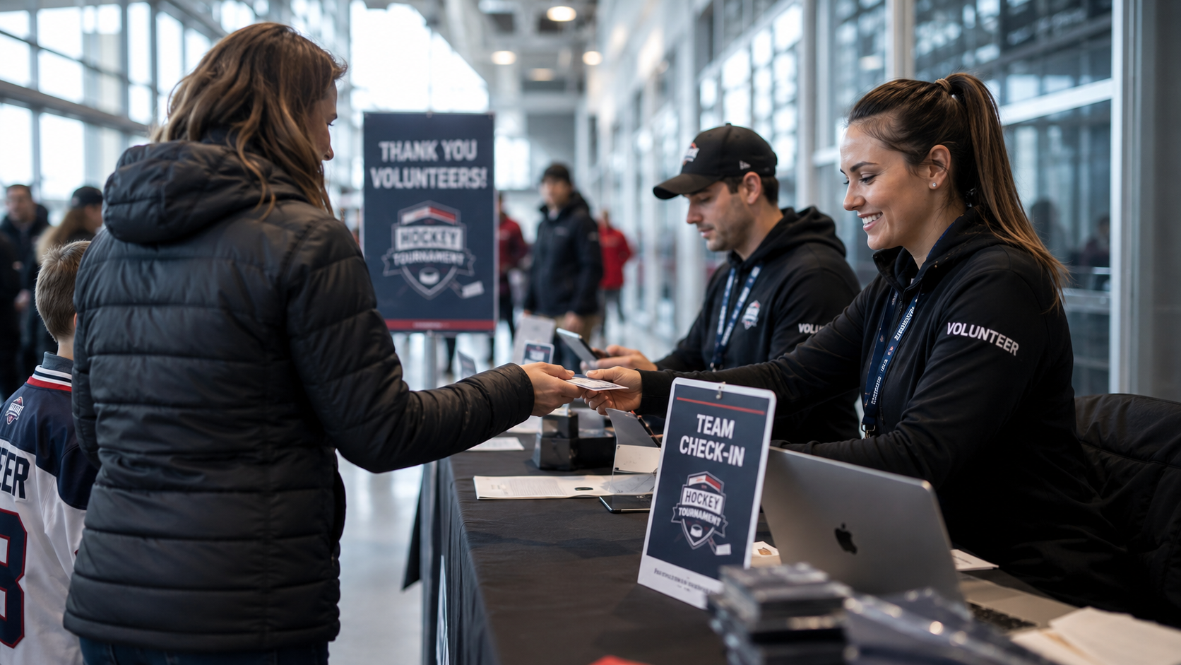 Families checking in at hockey tournament